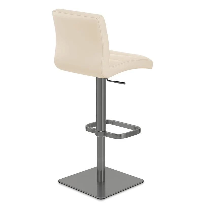 Chaise de Bar Cuir Chrome Brossé Graphite - Lush Crème