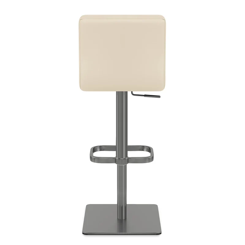 Chaise de Bar Cuir Chrome Brossé Graphite - Lush Crème