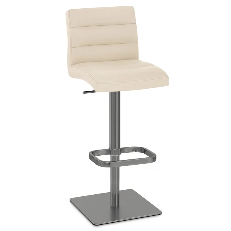 Chaise de Bar Cuir Chrome Brossé Graphite - Lush Crème