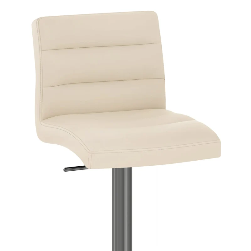 Chaise de Bar Cuir Chrome Brossé Graphite - Lush Crème