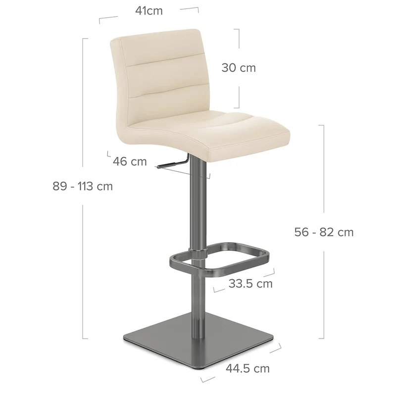 Chaise de Bar Cuir Chrome Brossé Graphite - Lush Crème