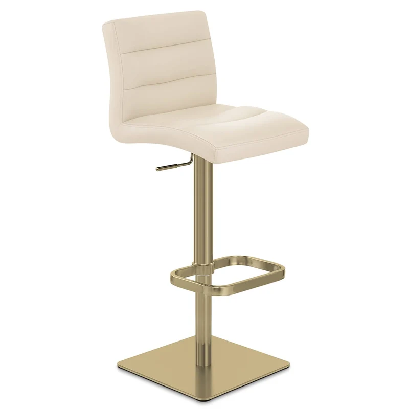 Chaise de Bar Cuir Chrome Brossé Or - Lush Crème