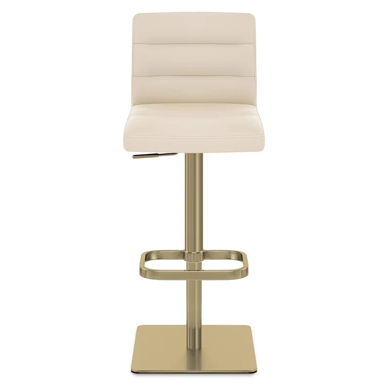 Chaise de Bar Cuir Chrome Brossé Or - Lush Crème