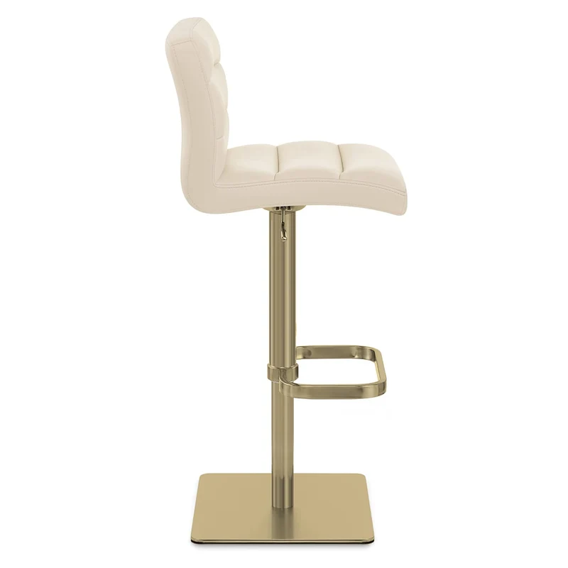 Chaise de Bar Cuir Chrome Brossé Or - Lush Crème