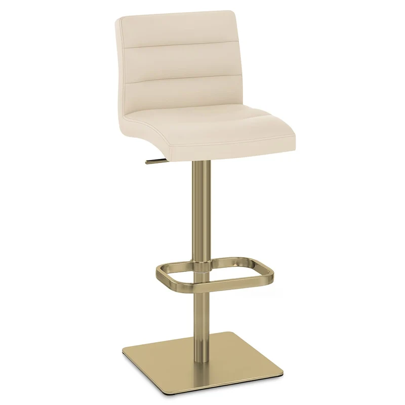 Chaise de Bar Cuir Chrome Brossé Or - Lush Crème