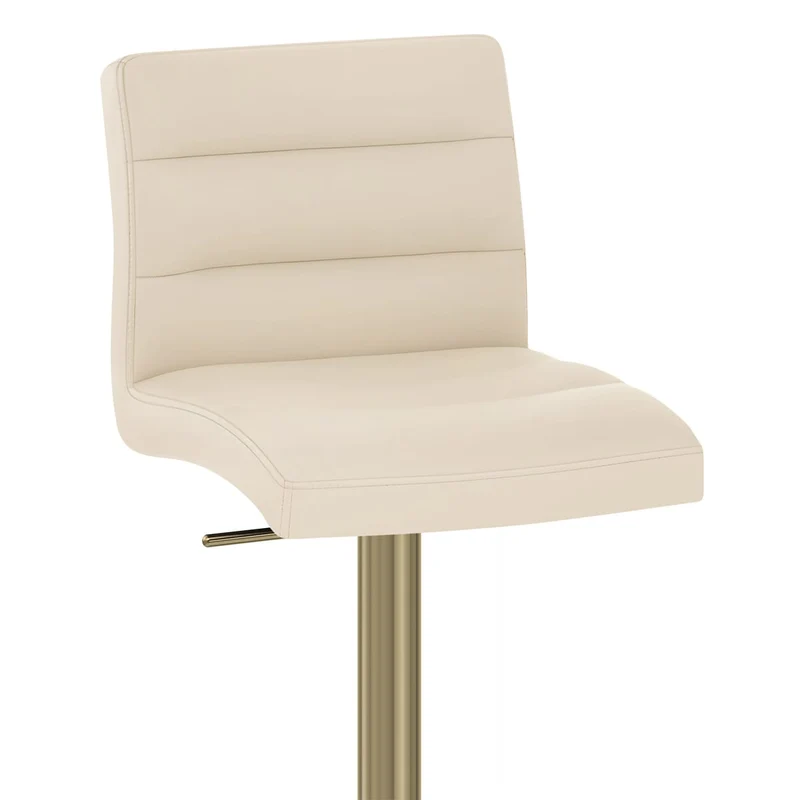 Chaise de Bar Cuir Chrome Brossé Or - Lush Crème