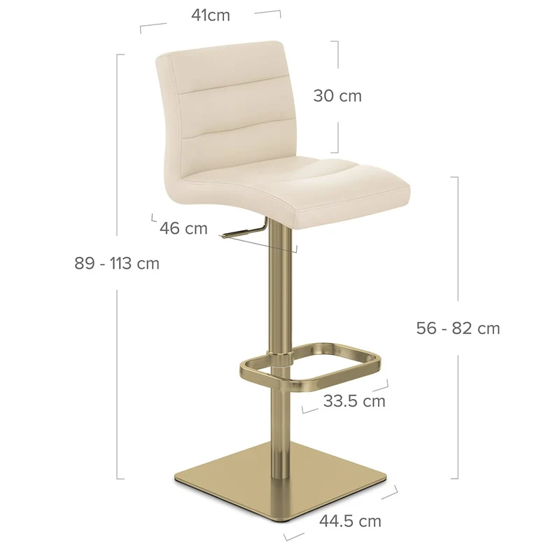 Chaise de Bar Cuir Chrome Brossé Or - Lush Crème