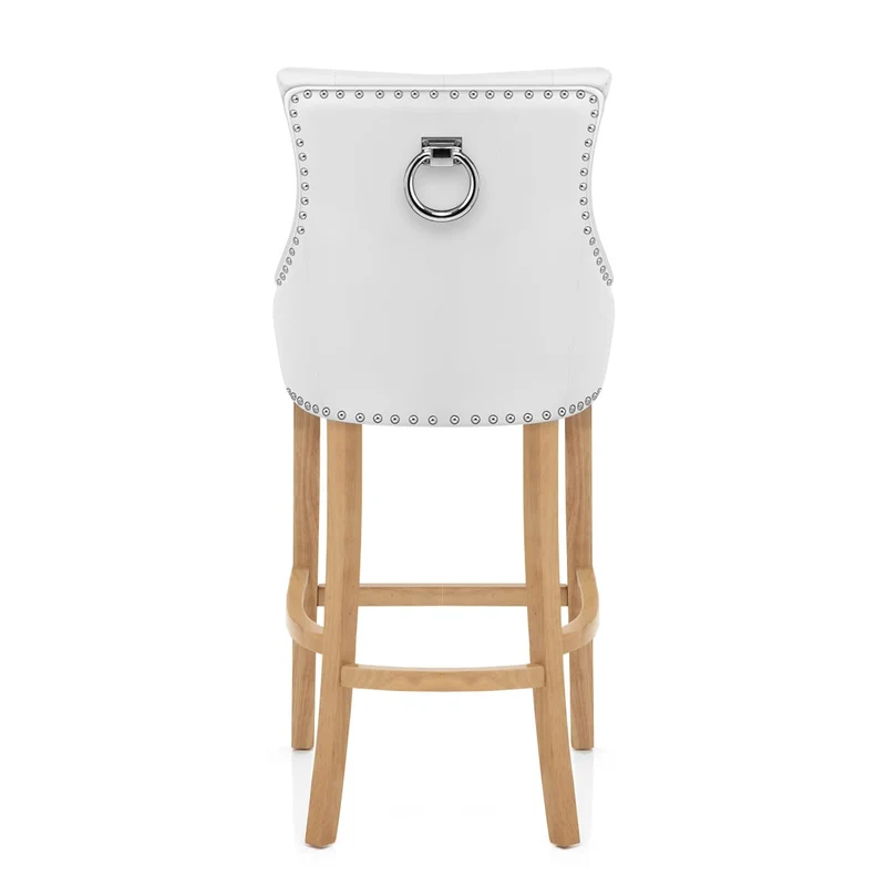 Chaise de bar Cuir Crouté Chêne - Ascot Blanc