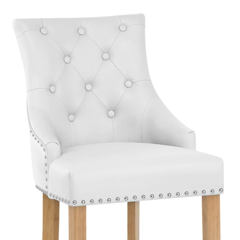 Chaise de bar Cuir Crouté Chêne - Ascot Blanc