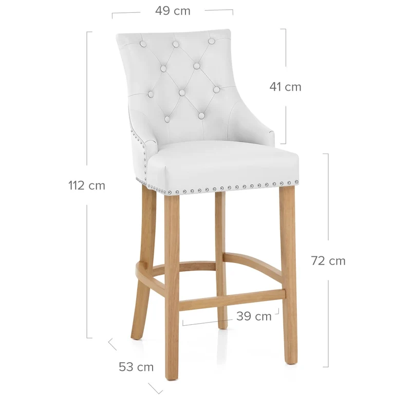 Chaise de bar Cuir Crouté Chêne - Ascot Blanc