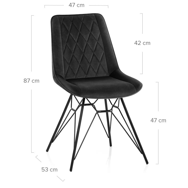 Chaise Velours - Indi Noir