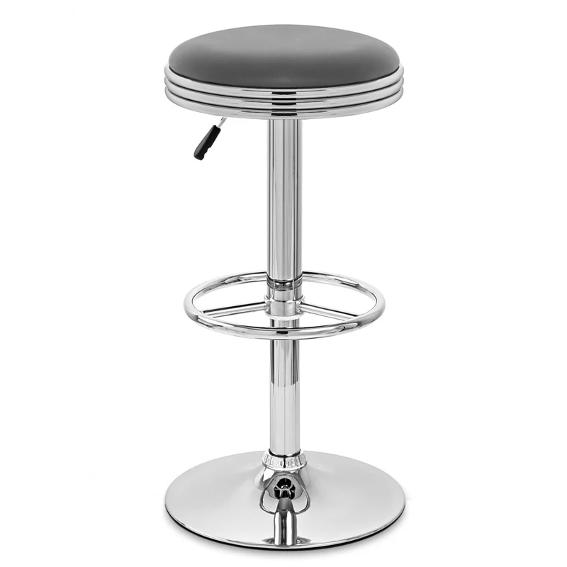 Chaise de Bar Faux Cuir Chrome - Java Gris