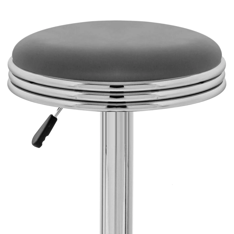 Chaise de Bar Faux Cuir Chrome - Java Gris