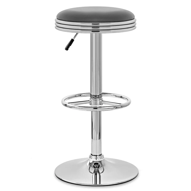 Chaise de Bar Faux Cuir Chrome - Java Gris