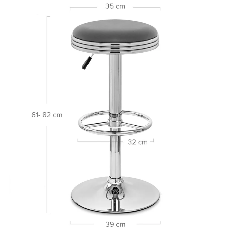 Chaise de Bar Faux Cuir Chrome - Java Gris