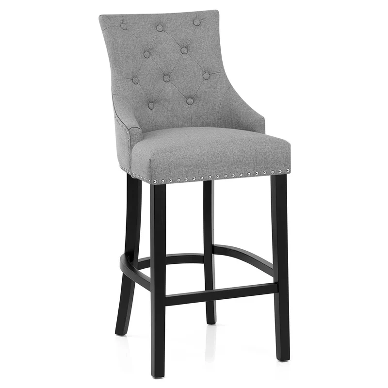Chaise de Bar Bois Tissu - Ascot Gris