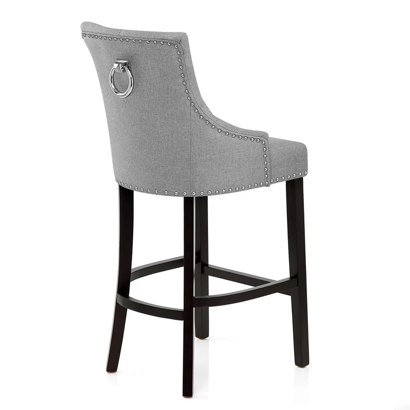 Chaise de Bar Bois Tissu - Ascot Gris