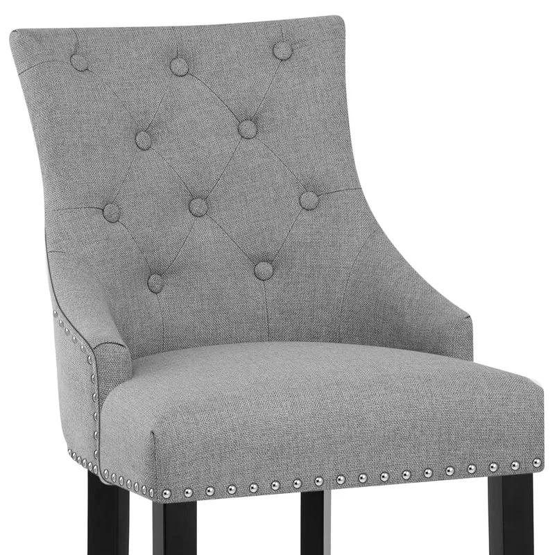 Chaise de Bar Bois Tissu - Ascot Gris