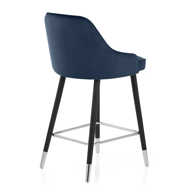 Chaise de Bar Bois Velours - Glam Bleu
