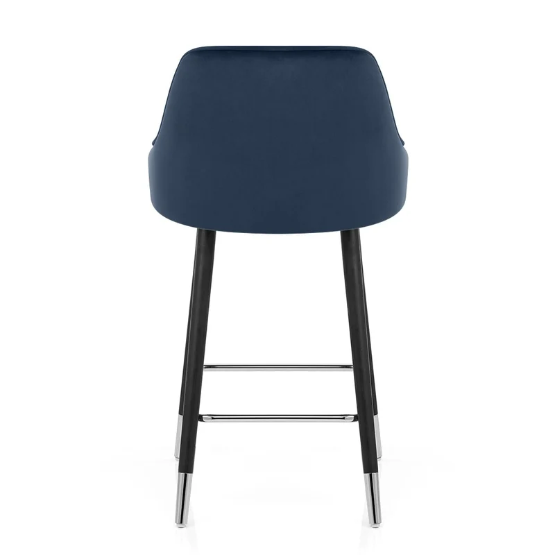 Chaise de Bar Bois Velours - Glam Bleu