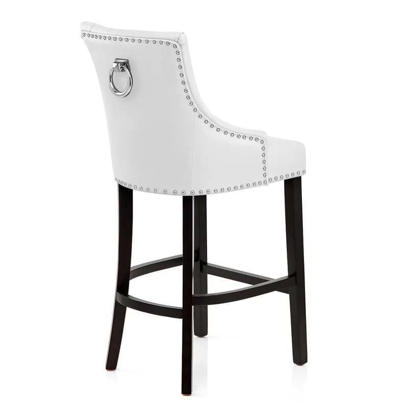Chaise de Bar Bois Cuir Croûté - Ascot Blanc