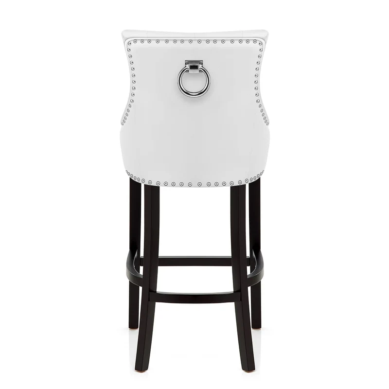 Chaise de Bar Bois Cuir Croûté - Ascot Blanc