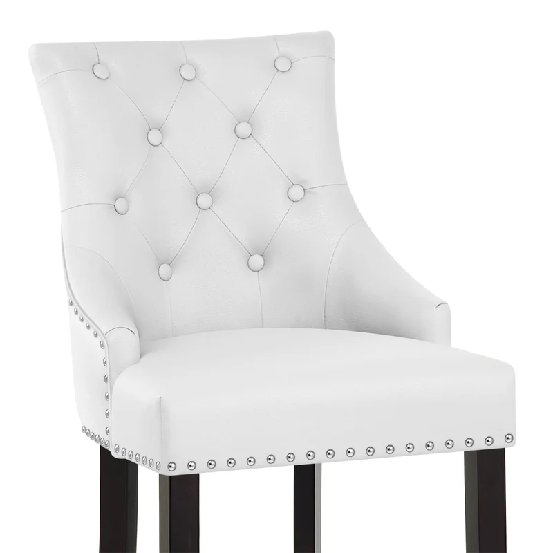 Chaise de Bar Bois Cuir Croûté - Ascot Blanc