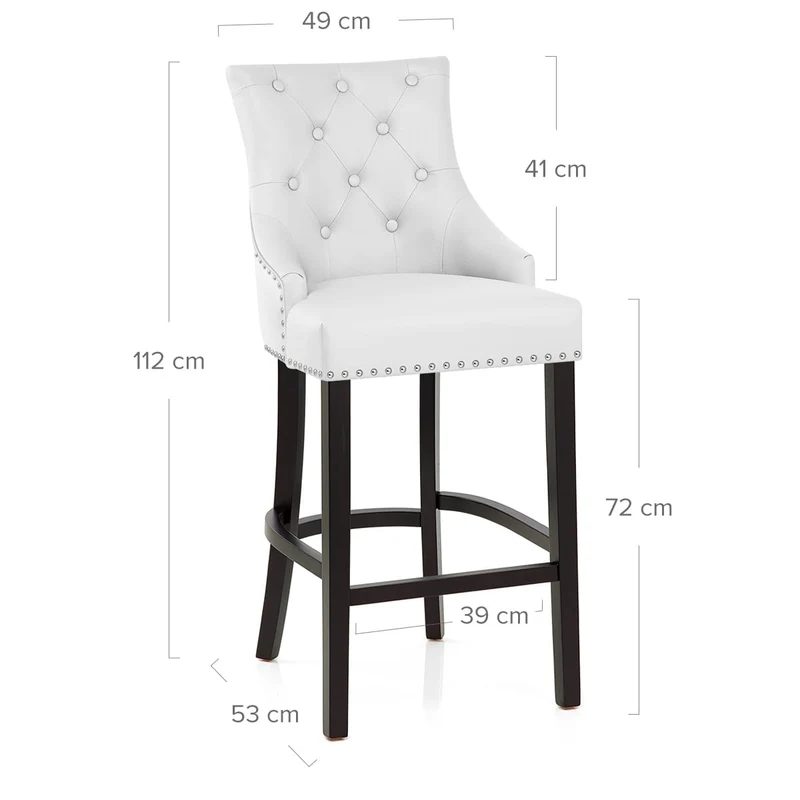 Chaise de Bar Bois Cuir Croûté - Ascot Blanc
