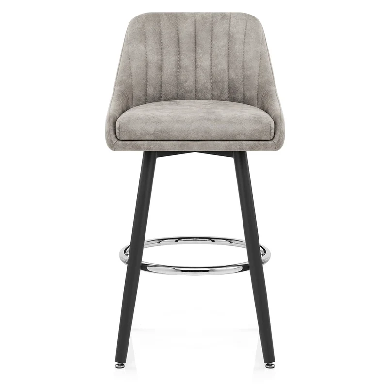 Tabouret de Bar Simili Daim Chrome - Hamilton Gris