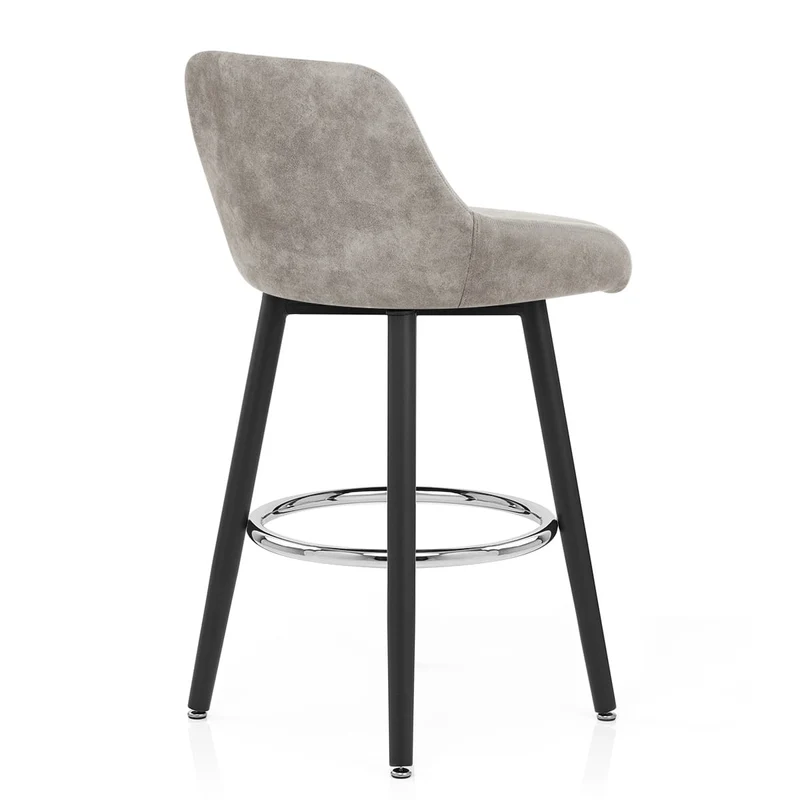 Tabouret de Bar Simili Daim Chrome - Hamilton Gris