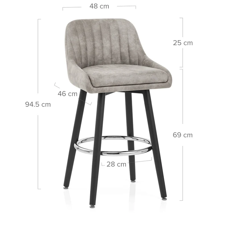 Tabouret de Bar Simili Daim Chrome - Hamilton Gris