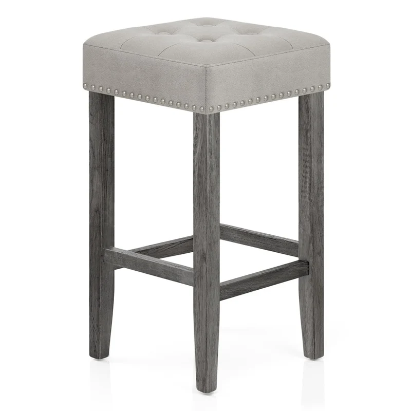 Tabouret Bois Velours - Dove Gris