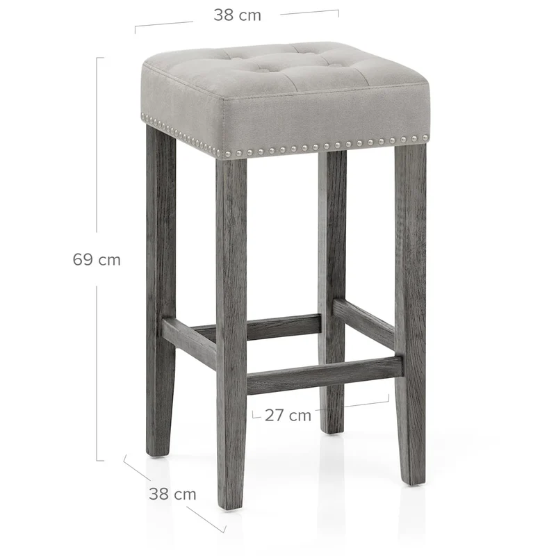 Tabouret Bois Velours - Dove Gris