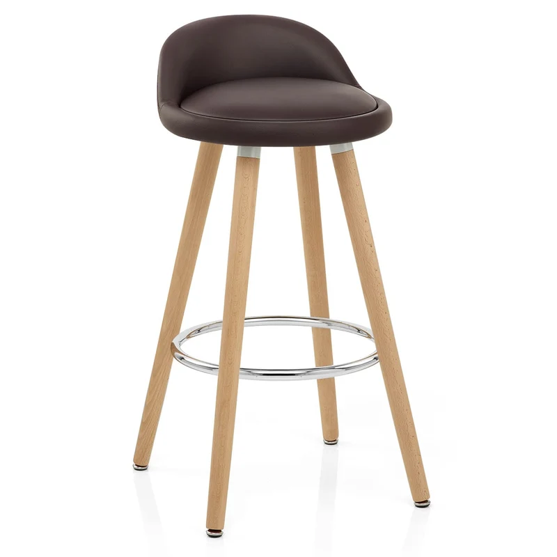 Tabouret de Bar Faux Cuir Bois - Jive Marron