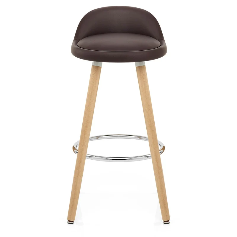 Tabouret de Bar Faux Cuir Bois - Jive Marron