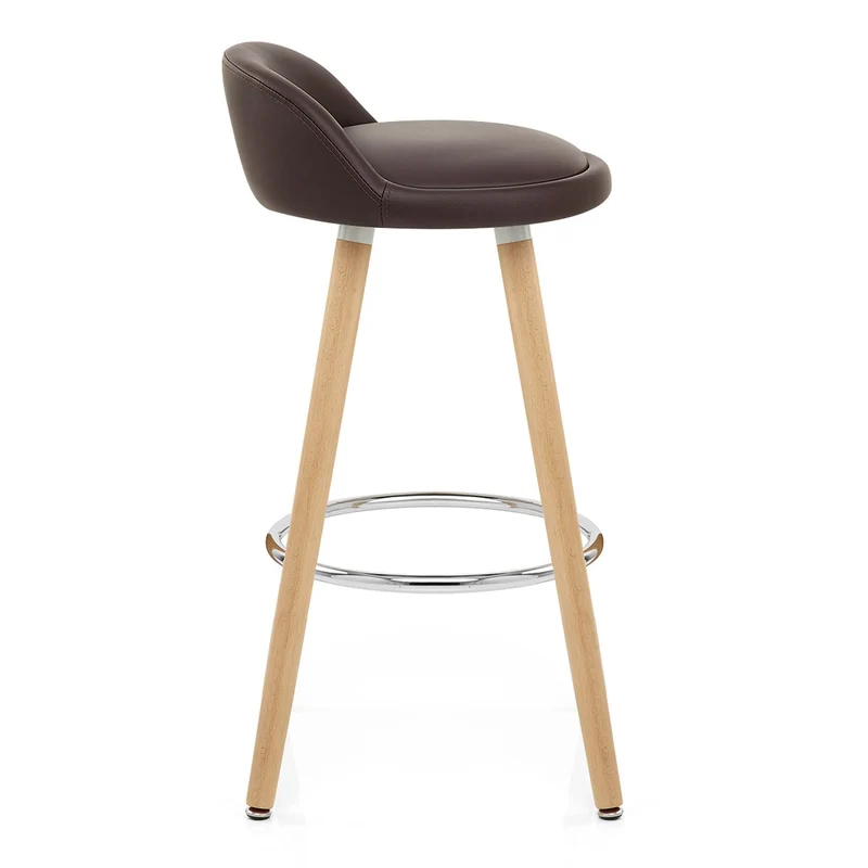 Tabouret de Bar Faux Cuir Bois - Jive Marron