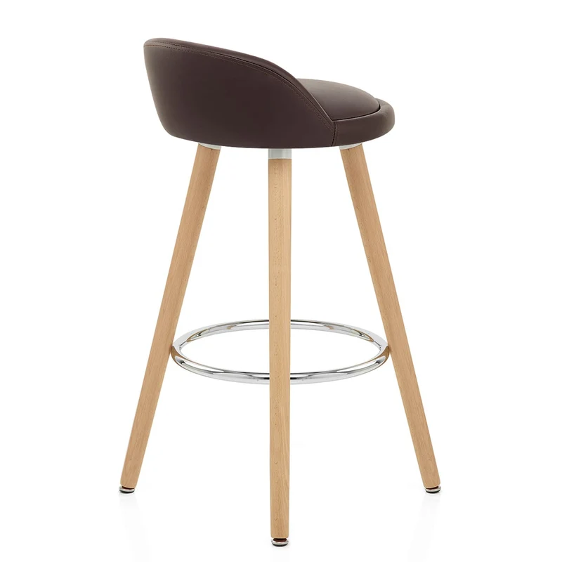 Tabouret de Bar Faux Cuir Bois - Jive Marron