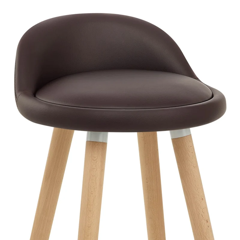 Tabouret de Bar Faux Cuir Bois - Jive Marron