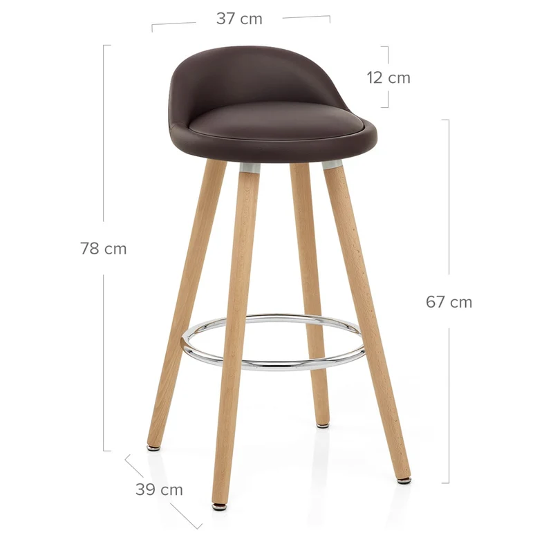 Tabouret de Bar Faux Cuir Bois - Jive Marron