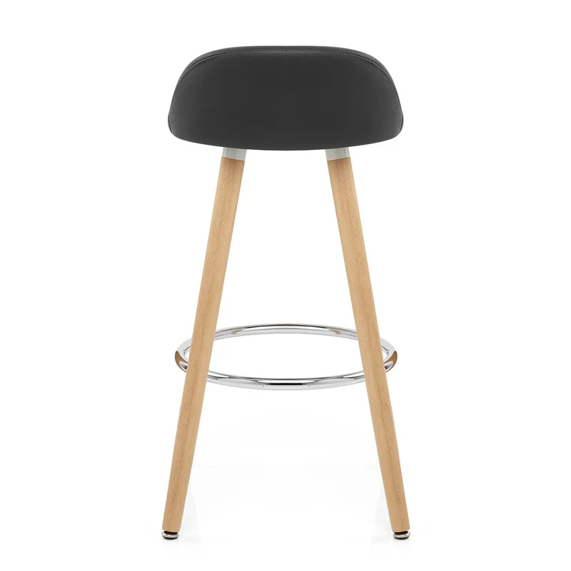 Tabouret de Bar Faux Cuir Bois - Jive Noir