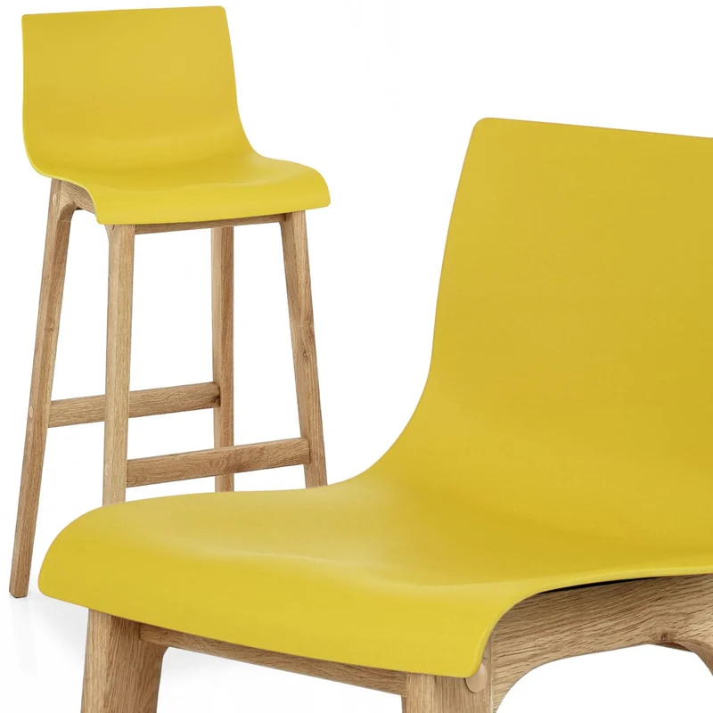 Tabouret de Bar Résine Bois - Drift ABS Jaune