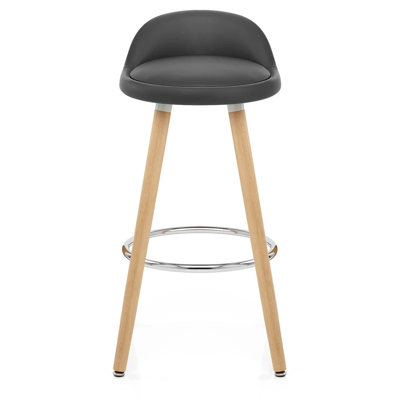 Tabouret de Bar Faux Cuir Bois - Jive Gris
