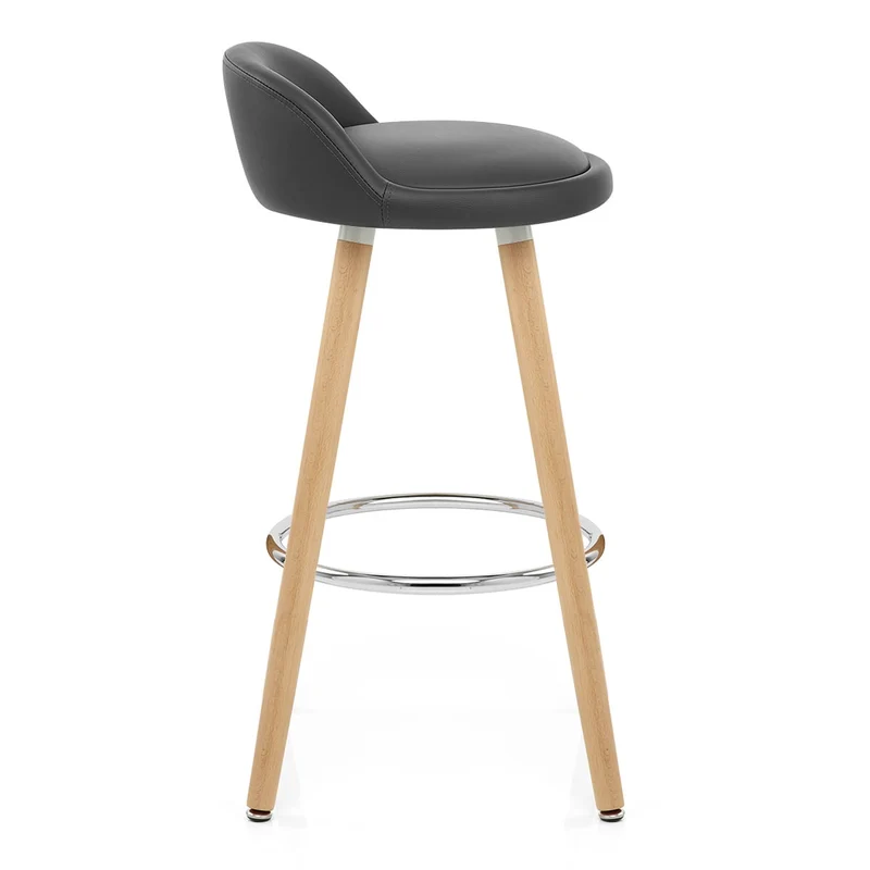 Tabouret de Bar Faux Cuir Bois - Jive Gris