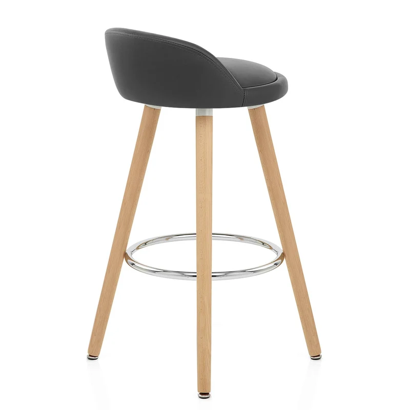 Tabouret de Bar Faux Cuir Bois - Jive Gris