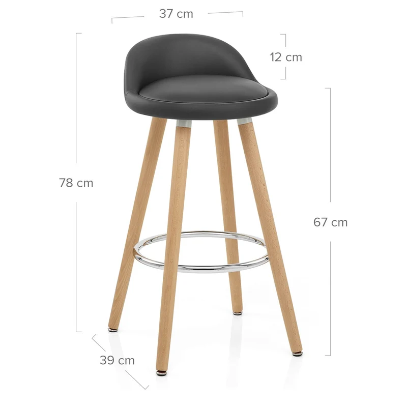 Tabouret de Bar Faux Cuir Bois - Jive Gris