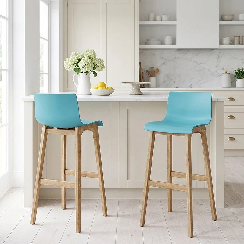 Tabouret de Bar Résine Bois - Drift ABS Bleu