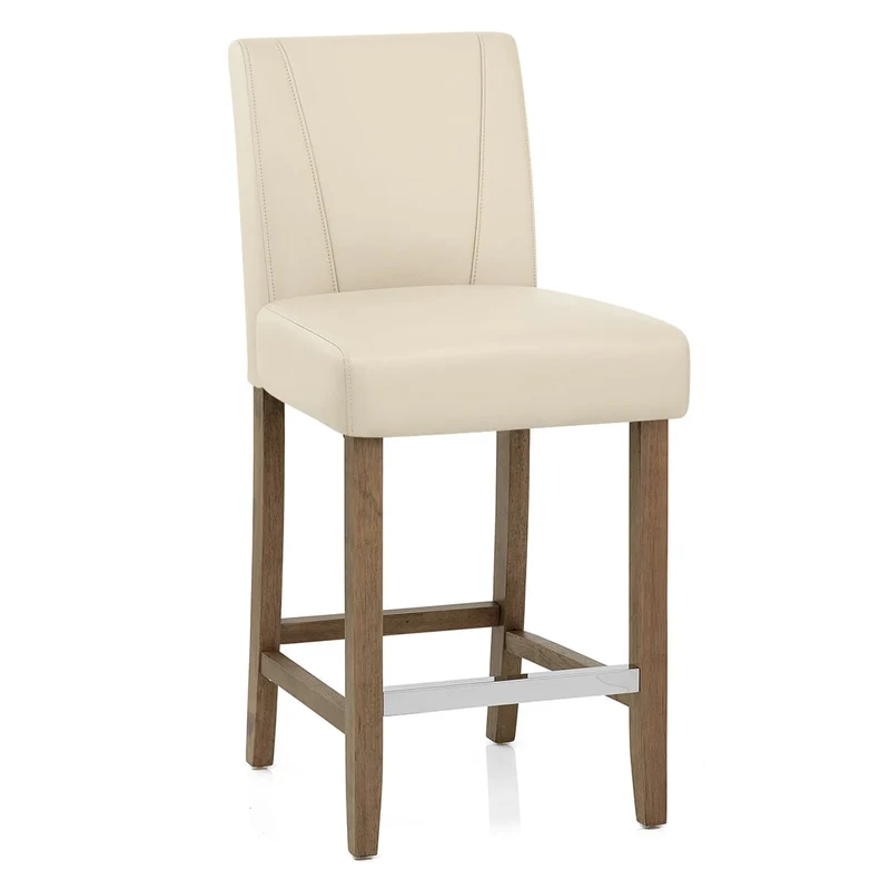 Tabouret de Bar Bois Faux Cuir - Chartwell Crème