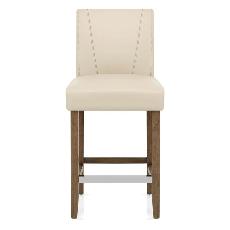 Tabouret de Bar Bois Faux Cuir - Chartwell Crème