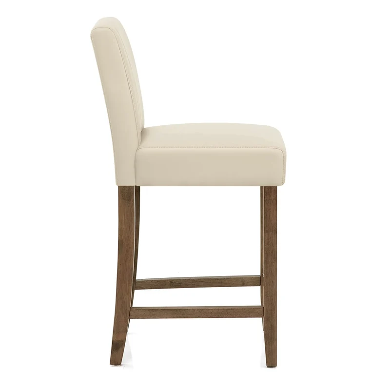Tabouret de Bar Bois Faux Cuir - Chartwell Crème