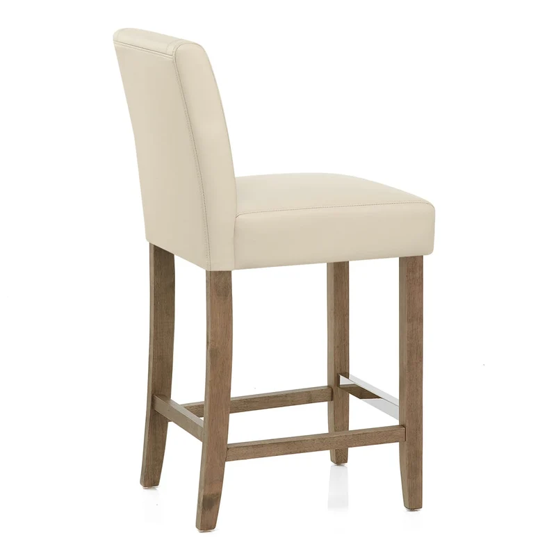 Tabouret de Bar Bois Faux Cuir - Chartwell Crème